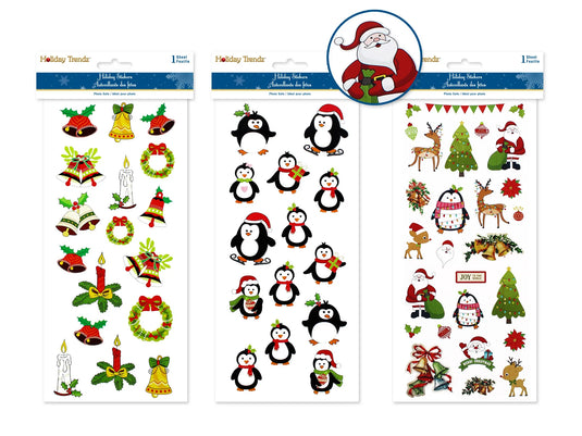 Holiday Stickers: 5"x12" Asst 12eax3styles A) Festive Frolic