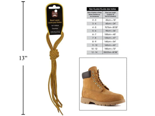 Gino's 54" Boot Laces, Yellow Brown H/C(HZ)