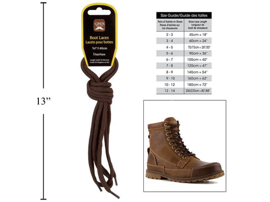 Gino's 54" Boot Laces, Brown, H/C (HZ)