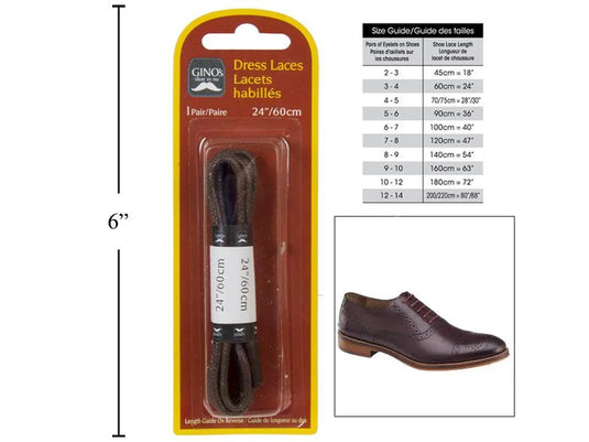 Gino's 1 Pair, 24" Dress Shoe Laces Brown, B/C(HZ)