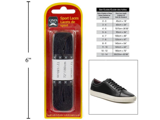 Gino's 72" Sport Laces, Black, B/C (HZ)