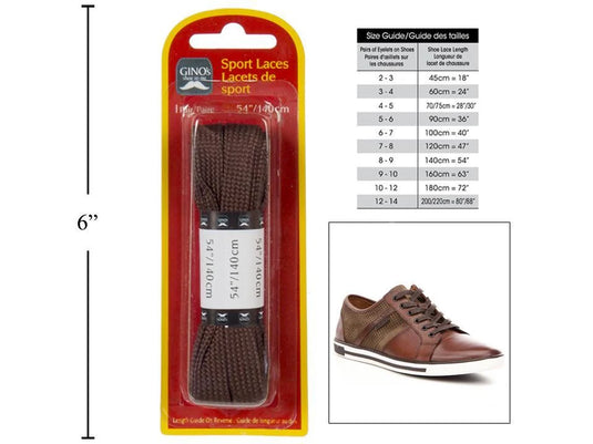 Gino's 54" Sport Laces, Brown, B/C (HZ