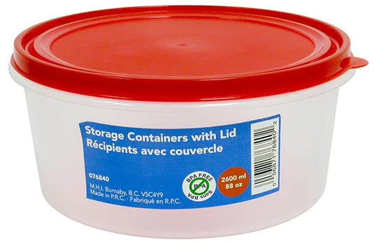 Round Container with Red Lid 88oz