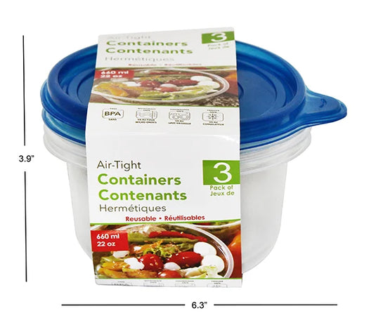 Round Plastic Container 3Pk 660ml