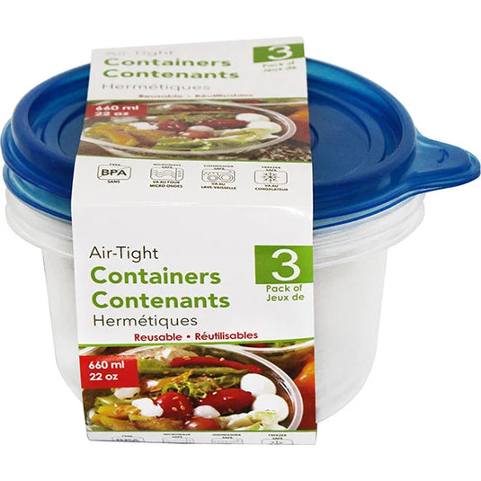 Round Plastic Container 3Pk 660ml