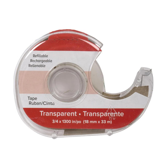 O.WKs. 3/4"x1300" Transparent Tape w/Dispenser, header (HZ)