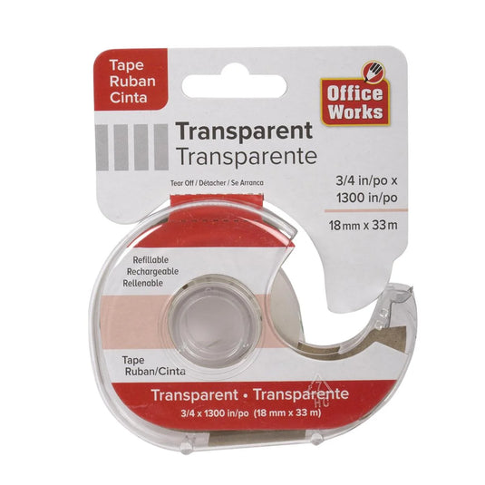 O.WKs. 3/4"x1300" Transparent Tape w/Dispenser, header (HZ)