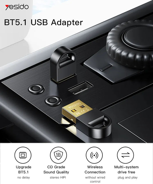 Wireless Mini USB Bluetooth Dongle 5.1 receiver for Computer PC Wireless Mouse