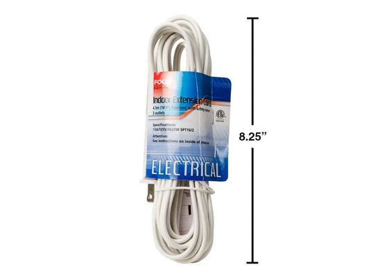 Focus Elect. 4.5M Extension Cord , White, CSA, sleeve